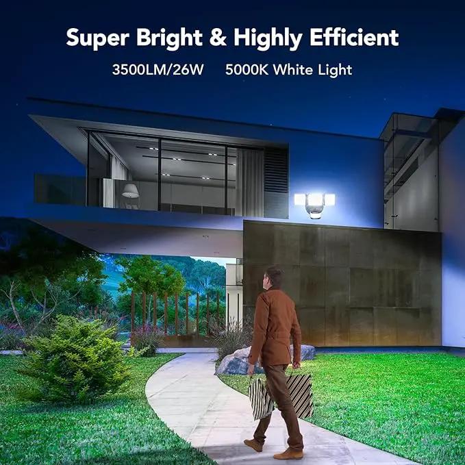 OREiN 2 Pack Motion Sensor Outdoor Lights, 3500LM/26W and 240° Big Motion Sensor, Dusk to Dawn Flood Lights Outdoor IP65 Waterproof 3 Modes LED Security Light for Front Door, Yard, Black (Hardwired) by GreenHaven Gardens