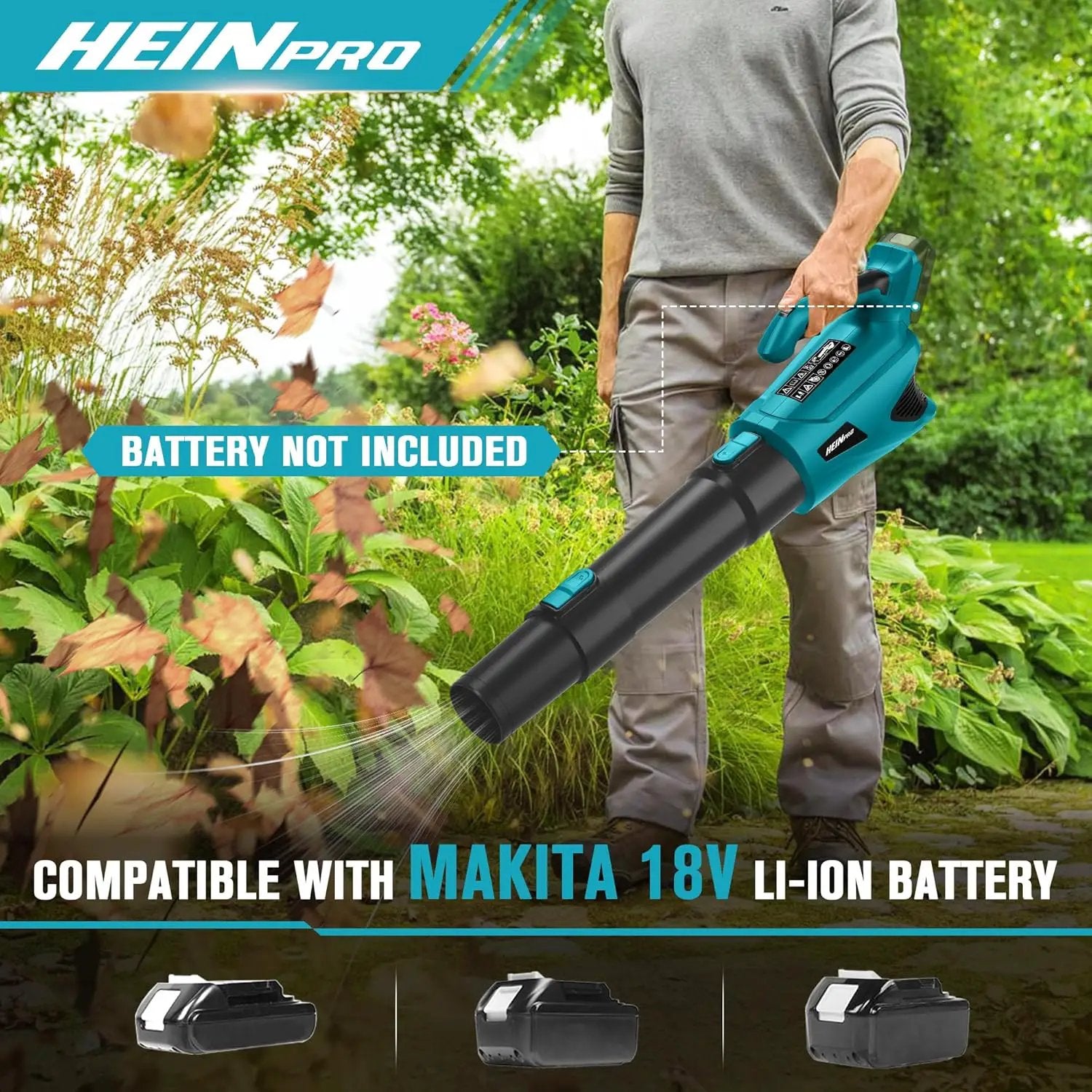 Cordless Leaf Blower Up to 500CFM Compatible with Makita 18V Battery (Tool Only), Electric Leaf Blower Cordless with 5 Speed Modes, Handheld Battery Powered Leaf Blowers for Lawn Care by GreenHaven Gardens