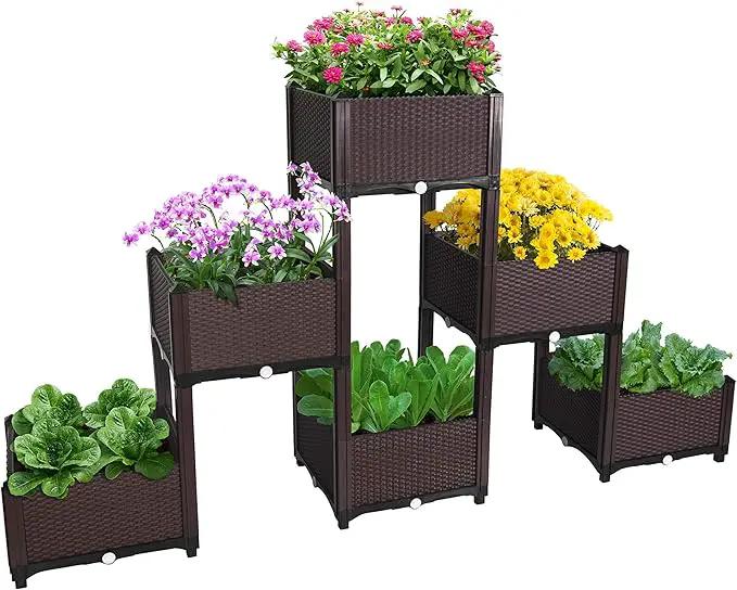 D'vine Dev Planter Raised Beds - Elevated Garden Box with Drainage Plug Raised Garden Beds for Vegetable/Flower/Herb Outdoor Standing Beds Gardening Kit, RGB-6 by GreenHaven Gardens