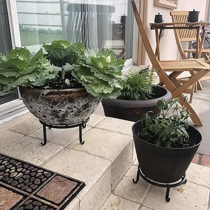 5 Pack Metal Plant Stands,Heavy Duty Potted Holder for Flower Pot,Indoor Outdoor Metal Rustproof Iron Garden Container Round Supports Rack for Planter… by GreenHaven Gardens
