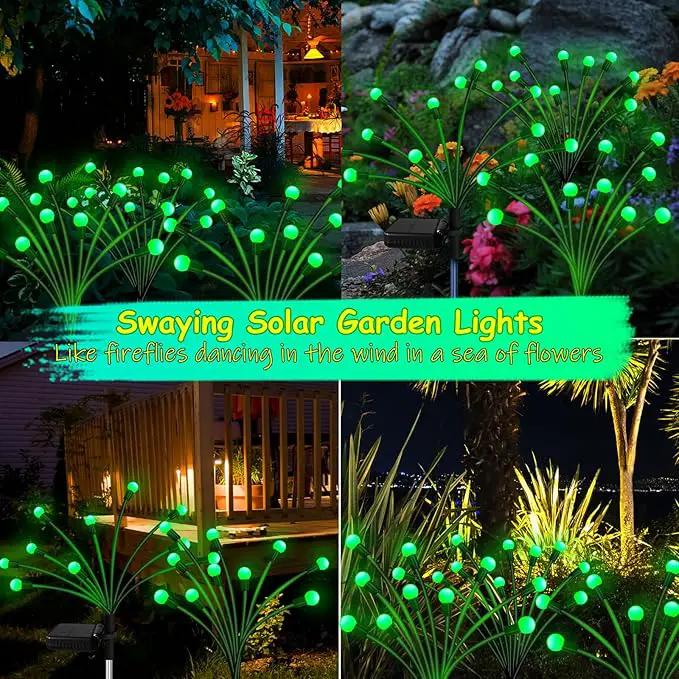 Solar Garden Lights Outdoor, 6 Pack 60 LED Green Firefly Lights Waterproof, Sway by Wind, Solar Swaying Light for Yard Patio Backyard Garden Planter Flower Bed Pathway Outdoor Decoration by GreenHaven Gardens