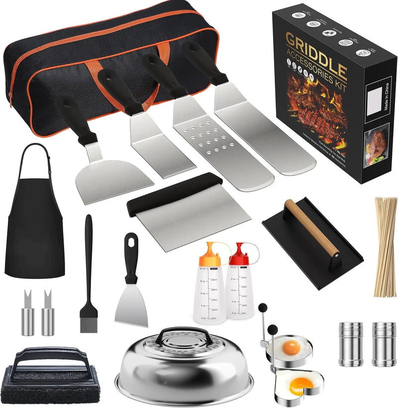 120 Pcs Griddle Accessories Kit for Blackstone - Perfect Flat Top Grill Accessories for Outdoor, Professional Round Melting Dome with Cast Iron Smash Burger Press for Barbecue. by GreenHaven Gardens