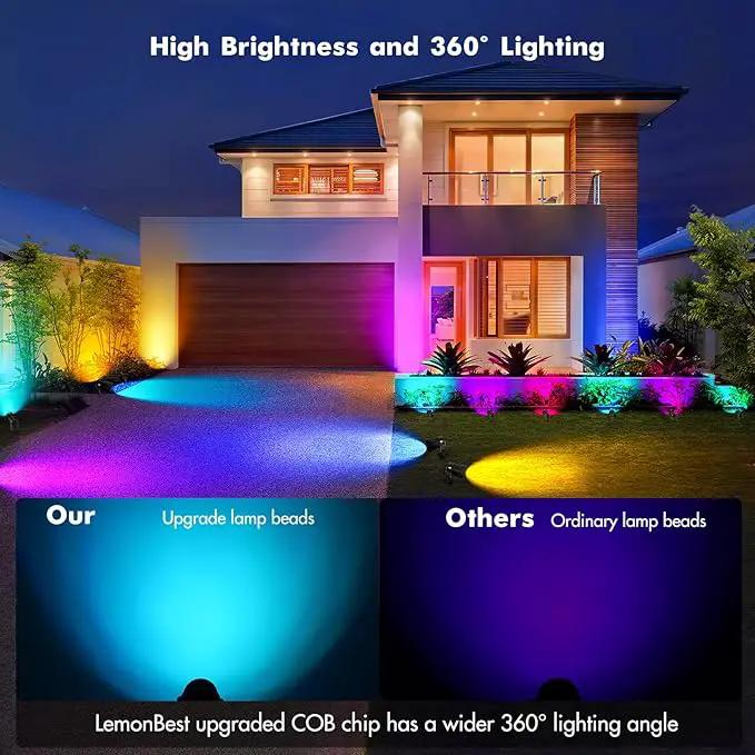 LemonBest Landscape Lighting - 6W RGB Color Changing Halloween Landscape Lights 120V Christmas Outdoor LED Spotlight with Remote Control Waterproof Spot Lights for Yard Garden Patio Driveway (1 Pack) by GreenHaven Gardens