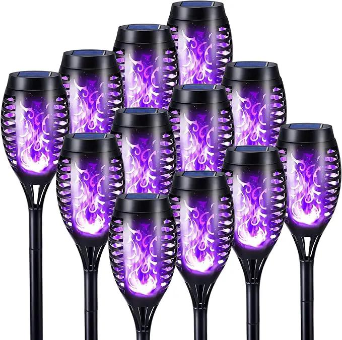 Toodour Solar Torch Flame Lights, 12 Pack Outdoor Flickering Flame Waterproof Pathway Lights Landscape Decoration for Garden, Lawn, Yard - Purple by GreenHaven Gardens
