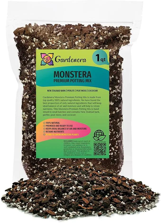 Premium Monstera Potting Soil - Quick Drain Potting Soil for Growing and Repotting Monstera Deliciosa/Swiss Cheese Plant - 1 Quart Bag by GreenHaven Gardens