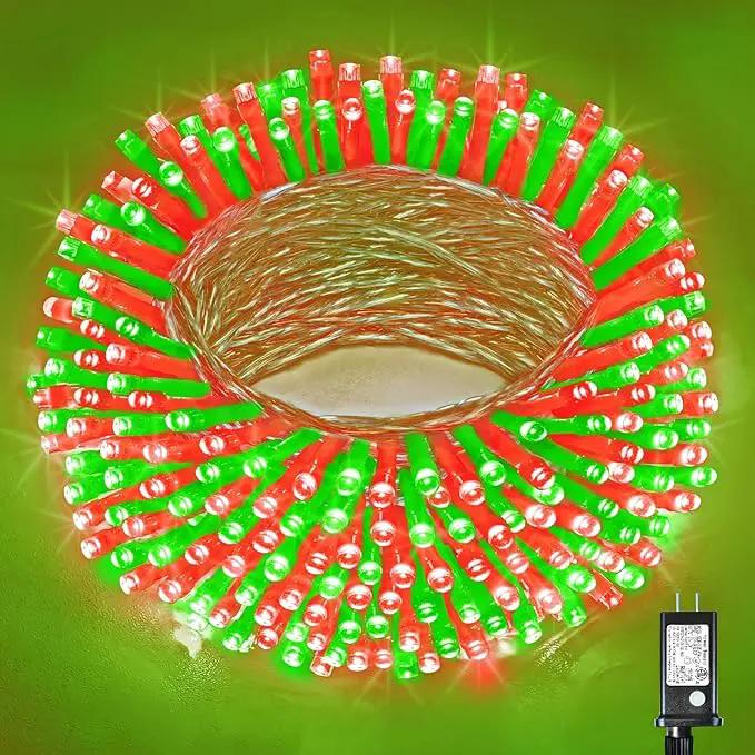 100 LED Red and Green Lights Outdoor - 33ft Red Green String Lights Indoor Clear Wire 8 Modes Plug in Waterproof Twinkle Fairy Lights for Indoor Outside Bedroom Home Party Decorations by GreenHaven Gardens