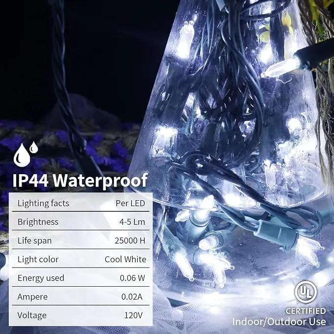 MULTI-SPARKING White Christmas LED Lights - 100 Count Cool White Holiday String Lights for Tree, Party, Wedding, Indoor and Outdoor Use, 33 Feet Green Wire, UL Certified, Connectable by GreenHaven Gardens