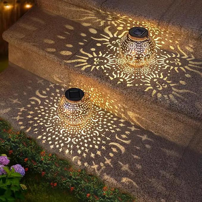 Go2garden Outdoor Solar Lanterns Waterproof Garden Gifts Women Yard Decorations Metal Moon Sun Hanging Solar Lights for Patio, Balcony, Tabletop,Birthday Mothers Day Gifts for Mom (Bronze,2Pack) by GreenHaven Gardens