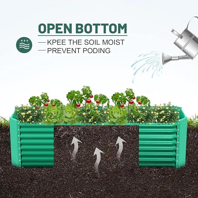 Land Guard 6×3×2 ft Galvanized Metal Raised Garden Bed, 2FT Deep Root Elevated Planter Box Steel Large Vegetable Flower Bed Kit(Green) by GreenHaven Gardens