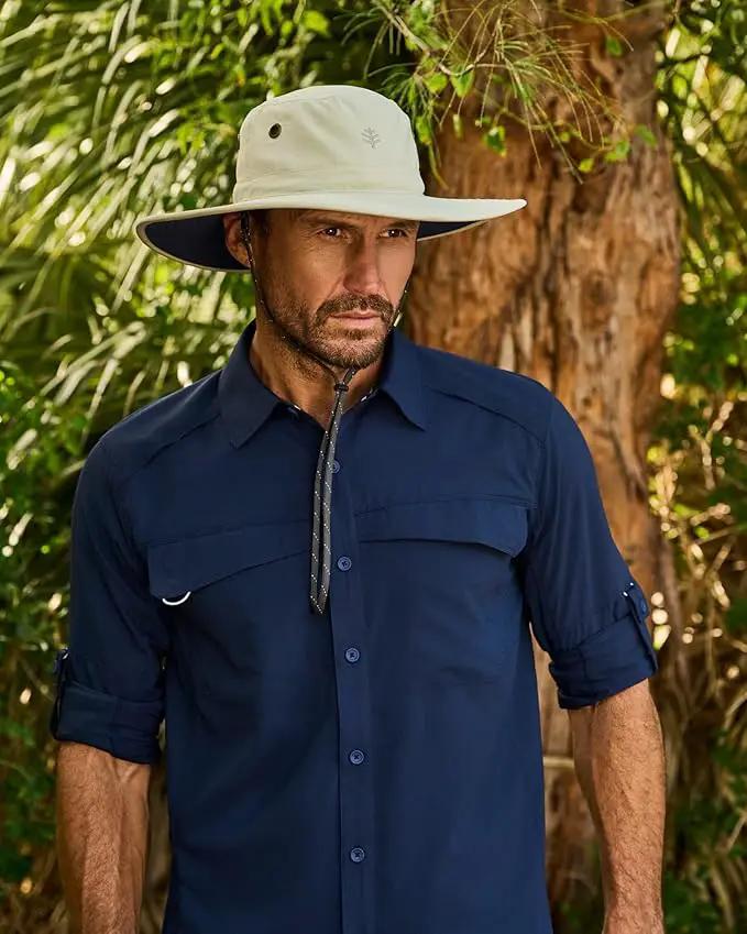 Men's Shapeable Wide Brim Hat - UPF 50 Sun Protection - Maximum Coverage on Your Next Adventure - Sun Fearless Leo Hat by GreenHaven Gardens