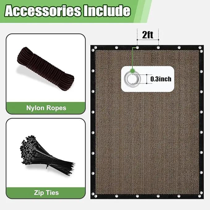 Outdoor 90% Sun Shade Cloth with Grommets, 8 X 13 FT Pergola Shade Cover for Garden Patio Carport Kennel Swimming Pool, Mocha (We Make Custom Size) by GreenHaven Gardens