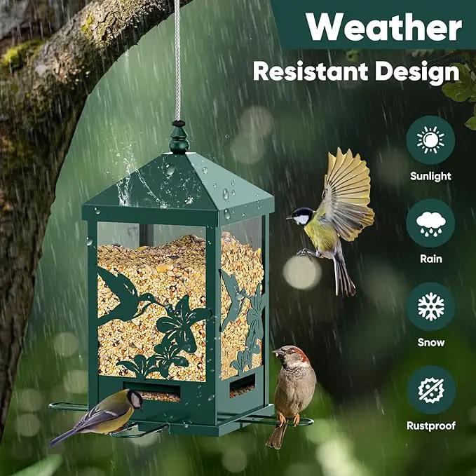 Squirrel Proof Bird Feeders for Outdoors, 6LBS Extra Large Capacity Hanging Metal Bird Feeder with Weight-Activated Perches, Wild Bird Feeders for Outside Finch, Cardinal, Blue Jay by GreenHaven Gardens