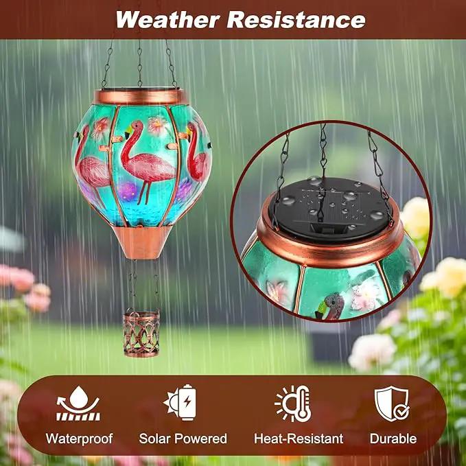 Flamingo Solar Hot Air Balloon Lantern,Outdoor Decor with Flame Lights Waterproof, Hanging for Garden Yard Lawn Patio, Unique Gifts for Women Mom Grandma Gardener for Mother'Day Christmas by GreenHaven Gardens