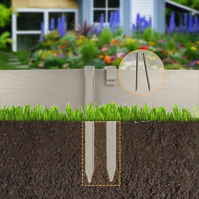Landscape Edging Kit, Include 4 Inch High 40 Feet Length Terrace Board, 20 Durable Spikes, Edging Pruning Shear, Rubber Mallet Hammer, Gray by GreenHaven Gardens
