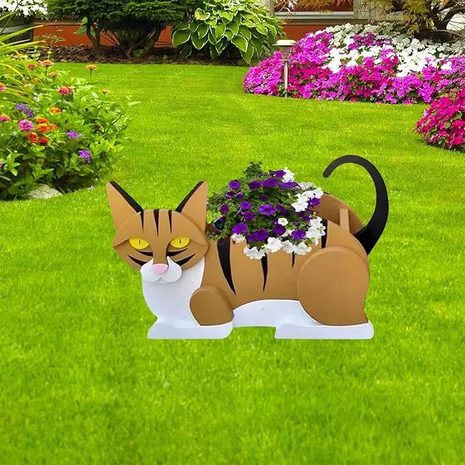 Orange and White Cat Planter Plant Pots,Cute Garden Dog Flower Planter,Dog Planters Birthday Gifts for Women,Office,Indoor/Outdoor Decor(12.5 * 5.6 * 7.8in) by GreenHaven Gardens