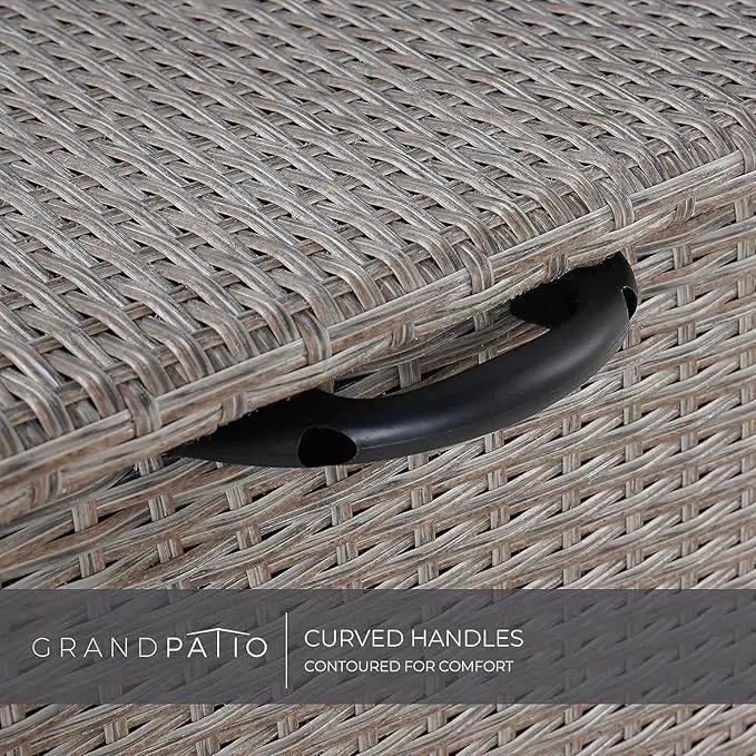 Grand patio 108 Gallon Deck Storage Box Indoor Outdoor Wicker Bin for Patio Furniture Cushions Garden Tools Pool Accessories, Greige by GreenHaven Gardens