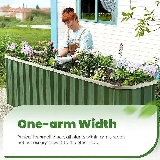 KING BIRD Raised Garden Bed Quick-Install Galvanized Planter Garden Box Outdoor for Gardening, Vegetables, Flowers 7.2x1.7x2 Ft, Green by GreenHaven Gardens