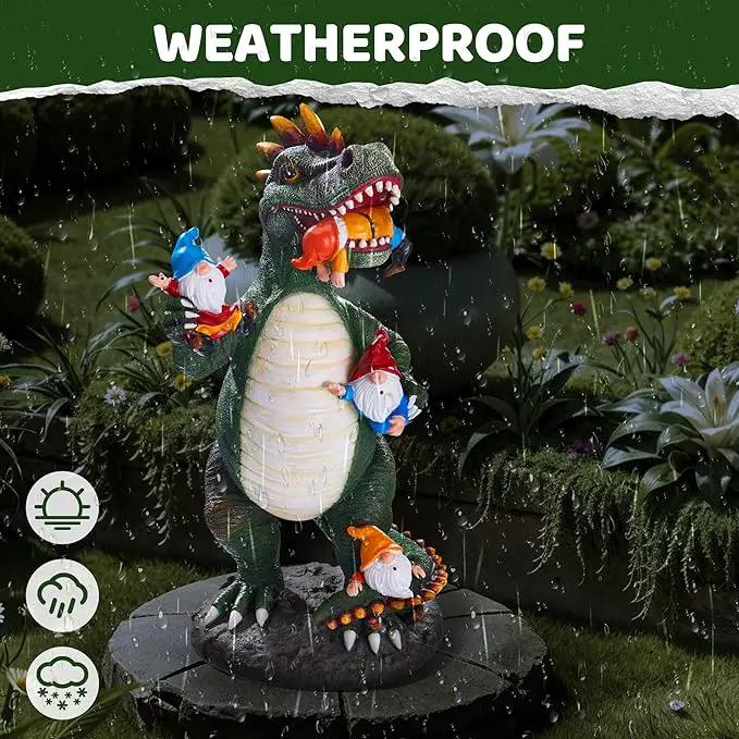 Dinosaur Eating Gnomes Garden Decor Statue - Funny Dinosaur Gnome Massacre Outdoor Decor for Yard, Patio, Lawn Ornaments - Garden Gifts for Mothers Day, Housewarming, Festival by GreenHaven Gardens