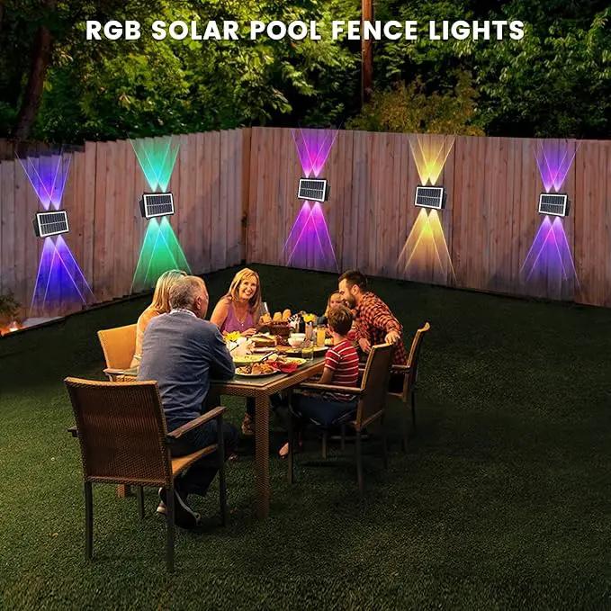 Solar Powered Outdoor LED Lights, Waterproof Wall Sconces, 4 LEDs Fence Lights, Up & Down Lighting for Backyard, Deck, Patio, Porch, Balcony, Garden (4 Pack) by GreenHaven Gardens