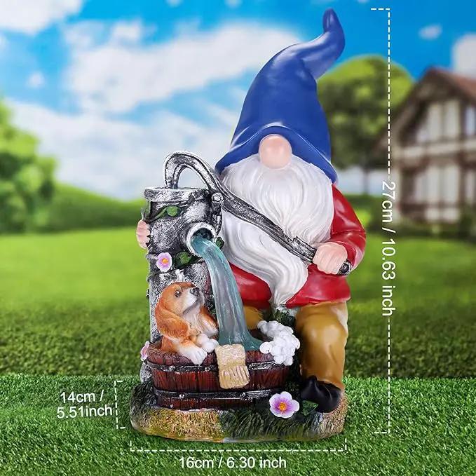 Garden Gnome Statue, Gnome Decoration for Yard with Blue Solar Light, Patio Porch Yard Garden Decor for Outside, Lawn Ornament by GreenHaven Gardens