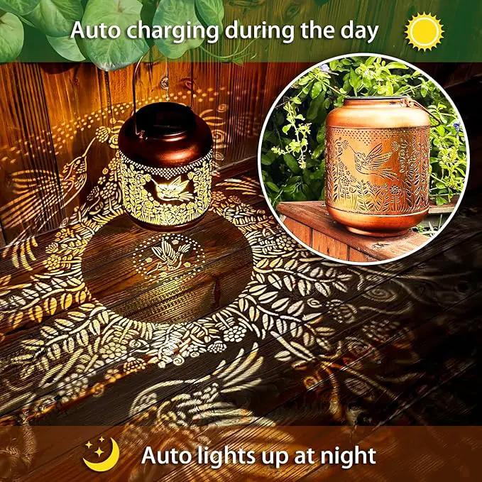 Hummingbird Solar Lanterns Outdoor Waterproof Hanging Solar Lights Hummingbird Gifts for Women Men Metal Bird Decorative LED Lanterns for Yard, Patio, Lawn, Tabletop, Pathway, Landscape, Garden Decor by GreenHaven Gardens