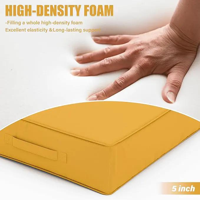 Patio Chair Cushions 24 X 24 X 5 Inch Waterproof Outdoor Seat Cushions for Patio Furniture, Outdoor Sofa Couch Pads with Ties & Handle, Set of 2, Yellow by GreenHaven Gardens