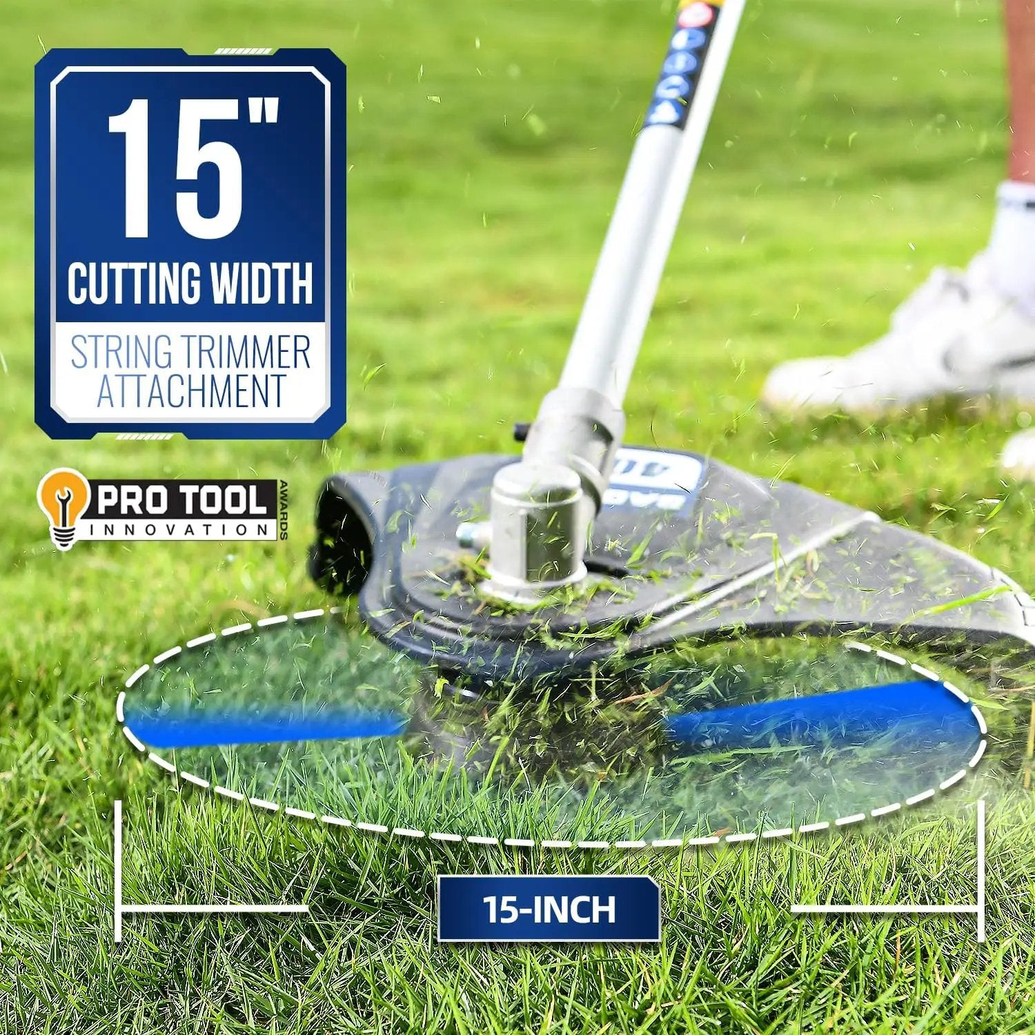 Wild Badger Power 40V Cordless Weed Wacker, String Trimmer/Edger, Hedge Trimmer and Brush Cutter Blade, Pole Saw, Attachment Capable 4-in-1 Multi-Tool Kit with 2 * 20V 4Ah Battery and 1 Charger, Blue by GreenHaven Gardens