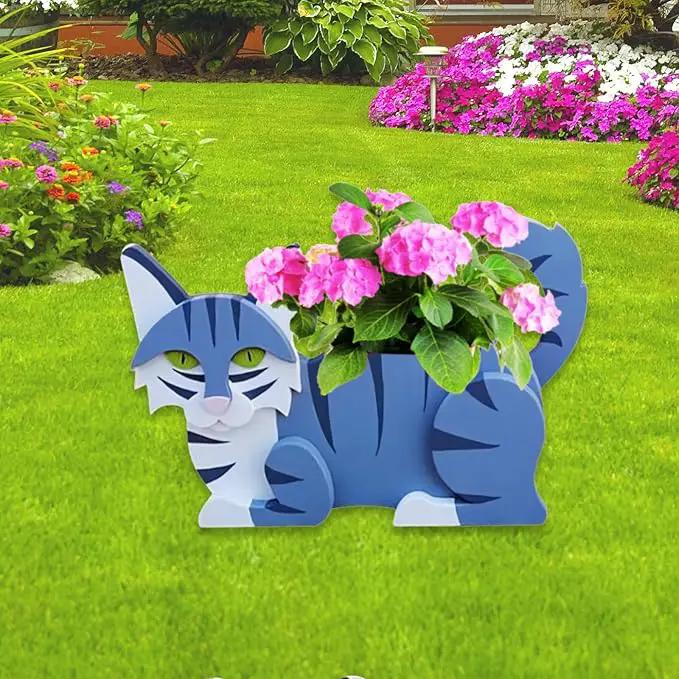 Sapphire White Cat Planter Plant Pots,Cute Garden Cat Flower Planter,Cat Planters Birthday Gifts for Women,Office,Indoor/Outdoor Decor（12.5 * 5.12 * 7.8in） by GreenHaven Gardens