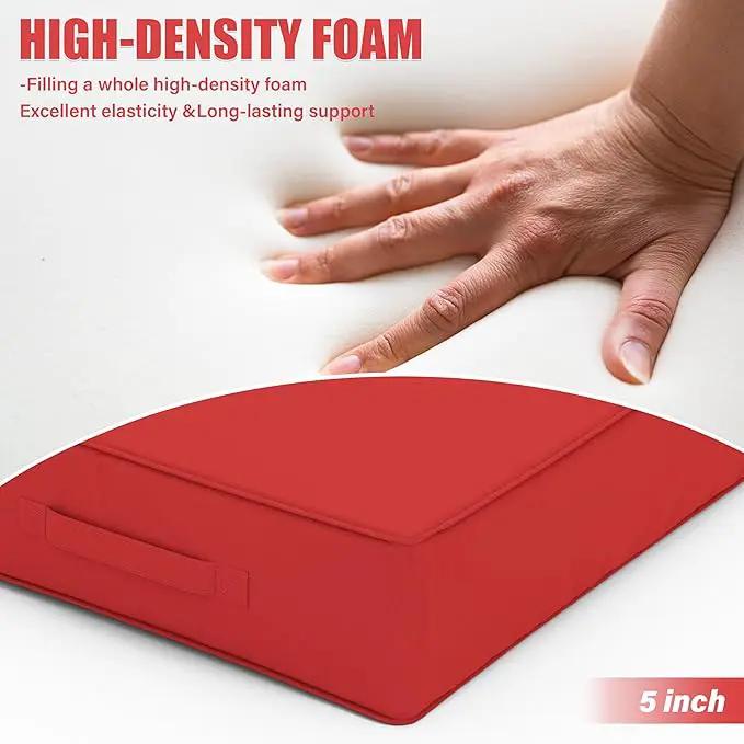 Patio Chair Cushions 24 X 24 X 5 Inch Waterproof Outdoor Seat Cushions for Patio Furniture, Outdoor Sofa Couch Pads with Ties & Handle, Set of 2, Red by GreenHaven Gardens