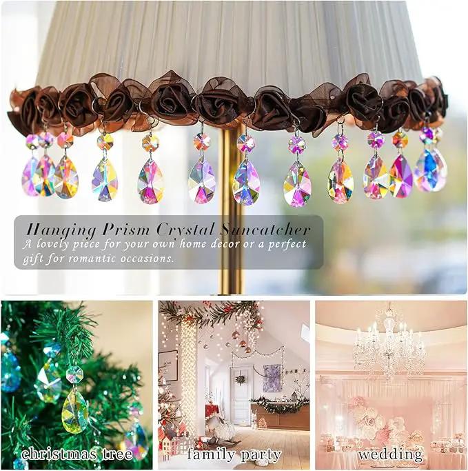 20 Pieces 38mm Crystal Prisms Chandelier Rounded Pear Ornament Pendants Crystal Beads Hanging Glass Crystal Chandelier Prisms for Wedding Party Tree Garlands Decoration DIY Jewelry by GreenHaven Gardens