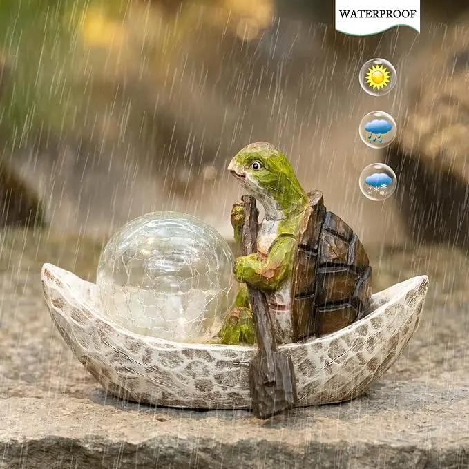 Garden Statue of Turtle,Garden Decor Turtle Figurine,Turtle Outdoor Statue,Solar Turtle Decor for Patio,Balcony,Yard,Lawn Ornament,Perfect Garden Gift by GreenHaven Gardens