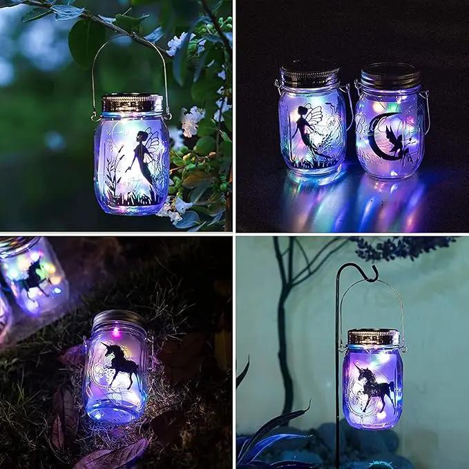 8 Pack Solar Outdoor Fairy Star Firefly Jar Lids Lights,Solar Fairy String Lids Lights（No Jars）,Waterproof Lantern Mason String Solar Lights with Hangers for Regular Mouth Jars by GreenHaven Gardens