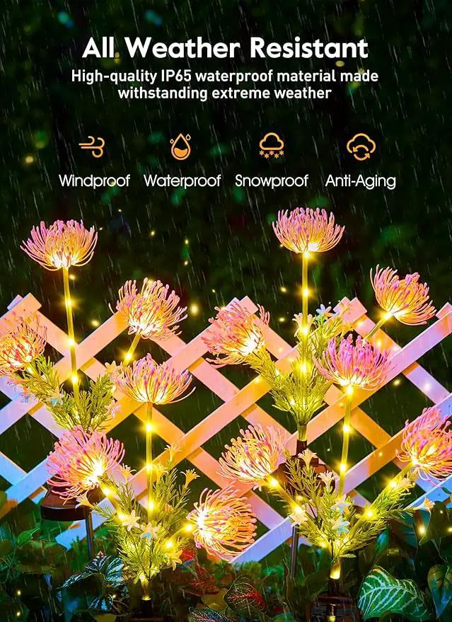Brightown Outdoor Solar Garden Lights - 4 Pack LED Flower Lights with Glowing Flowers & Stems, Realistic, Bigger Solar Panel, Waterproof for Yard Patio Home, Pink by GreenHaven Gardens