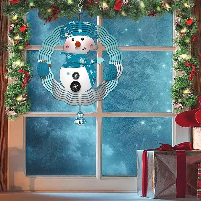 Sublimation Wind Spinner Blanks, 10 Inch 3D Aluminum Metal Hanging Wind Spinner Bulk for Garden Yard Outdoor, Window Porch Decoration for Heat Press Transfer DIY (20. snowman-6pcs) by GreenHaven Gardens