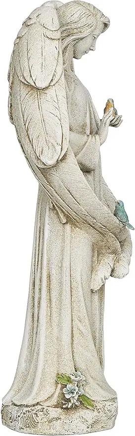 Joseph's Studio by Roman - Angel with Two Birds Statue, 20" H, Garden Collection, Resin and Stone, Decorative, Religious Gift, Home Outdoor and Indoor Decor, Durable, Long Lasting by GreenHaven Gardens