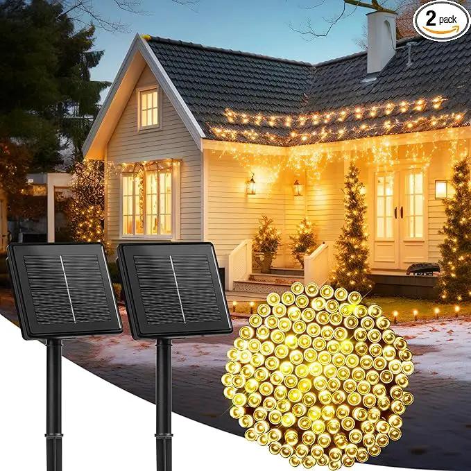 2-Pack 480LED 170FT Total Solar Outdoor Lights IP65 Waterproof Solar Powered Lights with 8 Lighting Modes for Party Garden Yard Home Holiday Tree Decoration Lighting, Warm White by GreenHaven Gardens