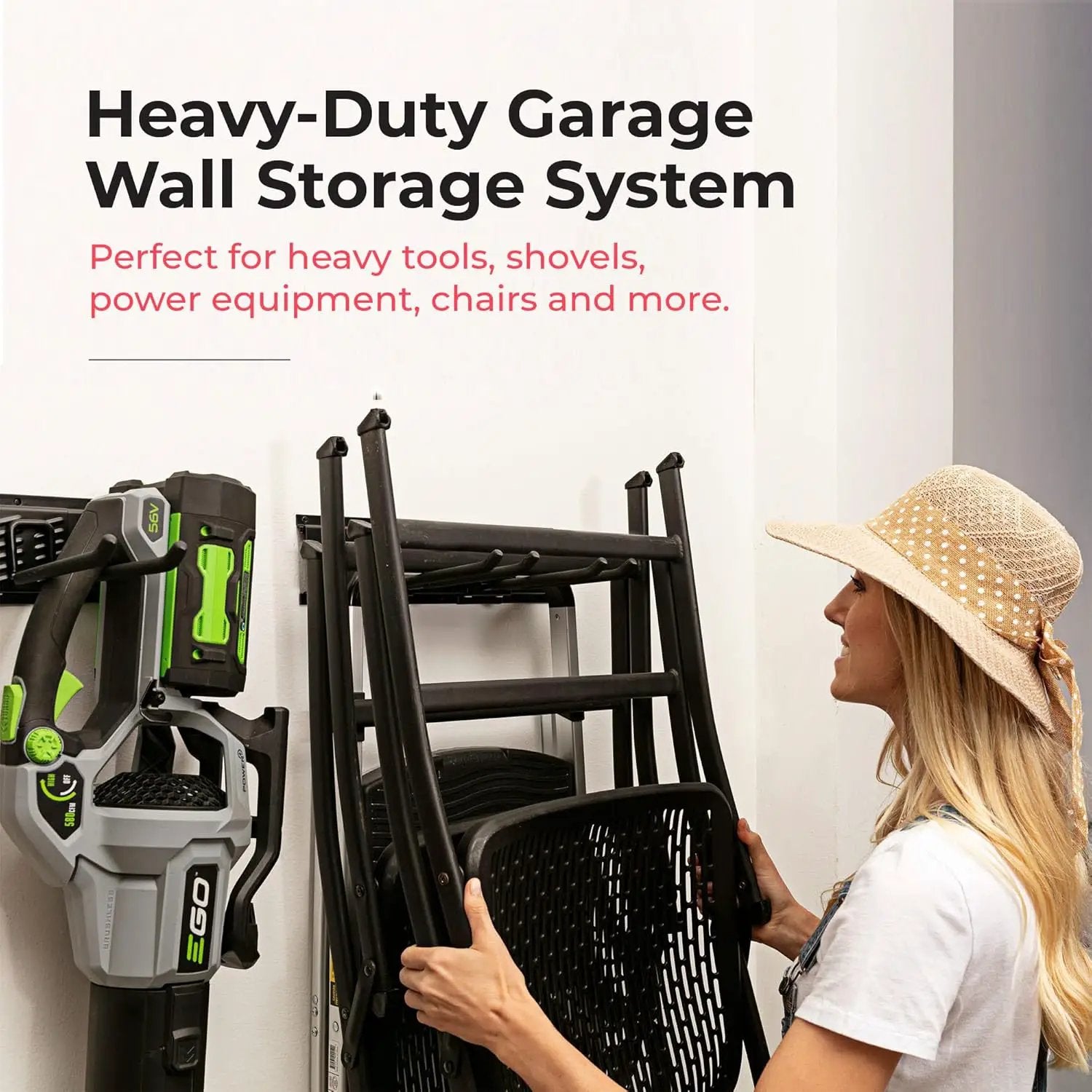 Heavy-Duty Garage Wall Storage System | Wall Mounted Tool Organizer Rack with Shelving | 12-Piece Mounting Kit | 6x10” Double-Layered Hooks & 2x24” Floating Utility Shelves by GreenHaven Gardens