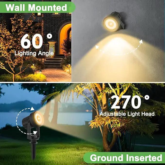 Solar Spotlights Outdoor 2Pack Warm White Auto Dusk to Dawn Landscape Lights, IP65 Waterproof Solar Lights for Garden Yard Path 2-in-1 Ground or Wall Mount by GreenHaven Gardens
