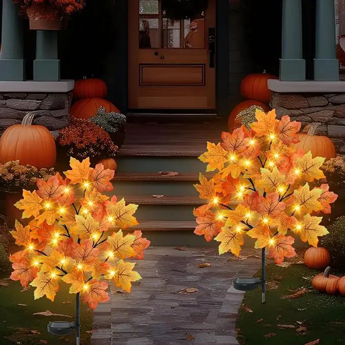 TORONTOKYO 4 Pack Fall Solar Outdoor Lights, Fall Decor 80 LED Maple Leaves Solar Stake Light with 8 Modes, Waterproof Fall Garden Lights Thanksgiving Decorations for Autumn Yard Pathway Outside by GreenHaven Gardens