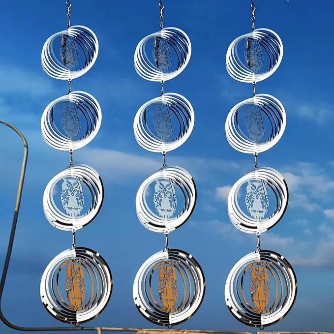 12 Discs Owl Bird Scare Discs Set-Highly Reflective Double-Sided Bird Reflectors,Extra Sparkly Owl Wind Spinner Outdoor Garden Decor, Bird Devices Deterrent to Scare Birds Away from Yard Patio Farm by GreenHaven Gardens