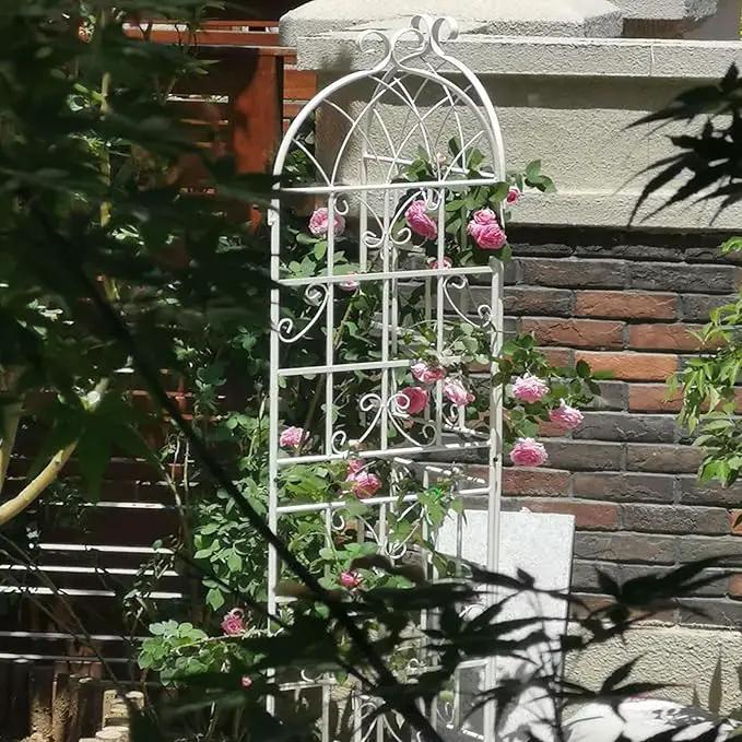 4 Pack Metal Garden Trellis 71" Fence Rustproof Garden Trellis for Climbing Plants Support Roses Flower Outdoor Lawn, Cream White by GreenHaven Gardens