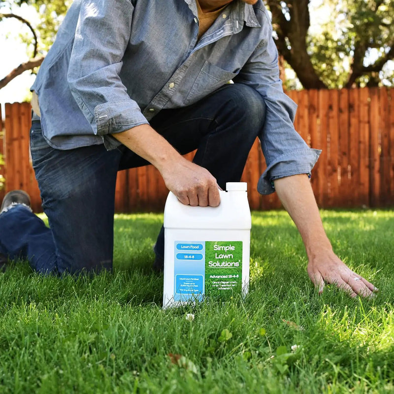 Advanced 16-4-8 Lawn Fertilizer - Liquid Lawn Food Spring & Summer Concentrated Spray - Any Grass Type- Fish and Seaweed Kelp- Balanced NPK - Simple Lawn Solutions (1 Gallon) by GreenHaven Gardens