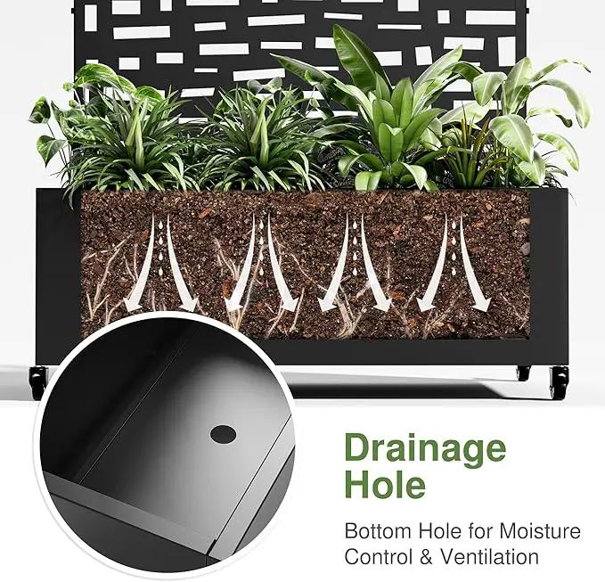 Casaphoria Metal Raised Garden Bed with Trellis and Wheels, 72"x35"x16" Arched Planter Box for Climbing Plants, Vegetables & Vines, Features Drainage Holes and Privacy Screen (Black-Gerald) by GreenHaven Gardens