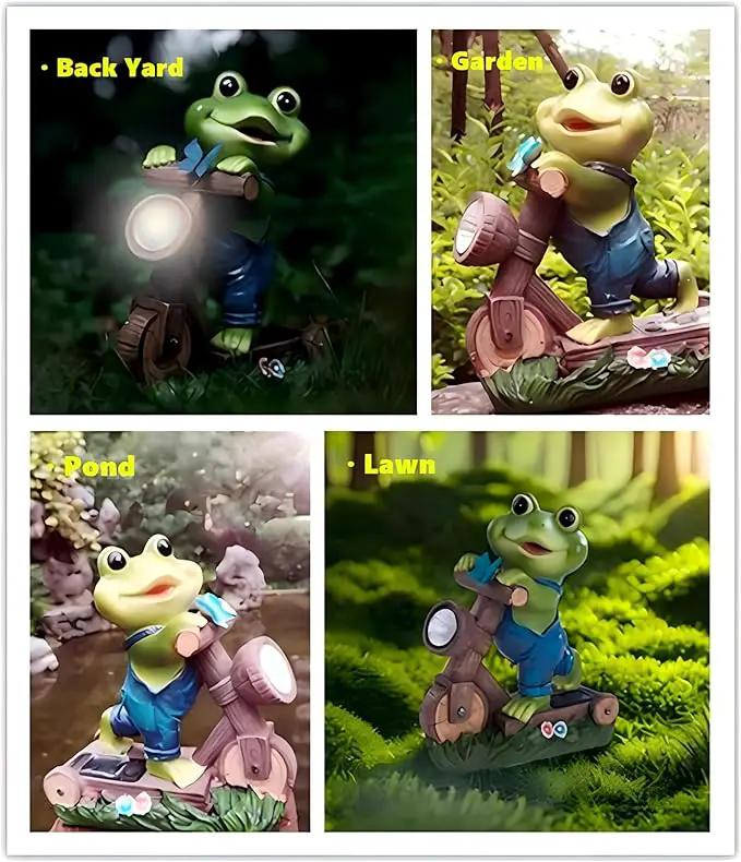 Solar Garden Frog, Outdoor Garden Decor, Animal Garden Statue, Fairy Garden Accessories,Patio,Yard,Balcony Decorations, Lawn Ornament, Housewarming, Birthday,Mothers Day Mom Gifts. by GreenHaven Gardens