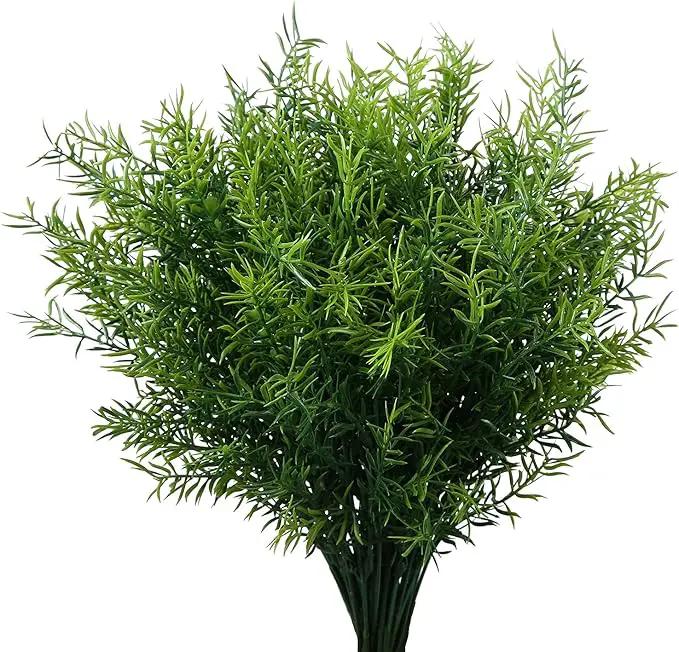 Artificial Plants Flowers Grass Shrubs 8 Pack No Fade Faux Plastic Flowers Outdoor for Farmhouse Garden Porch Patio Indoor Wedding Decoration Greenery Fake Plants uv Resistant by GreenHaven Gardens
