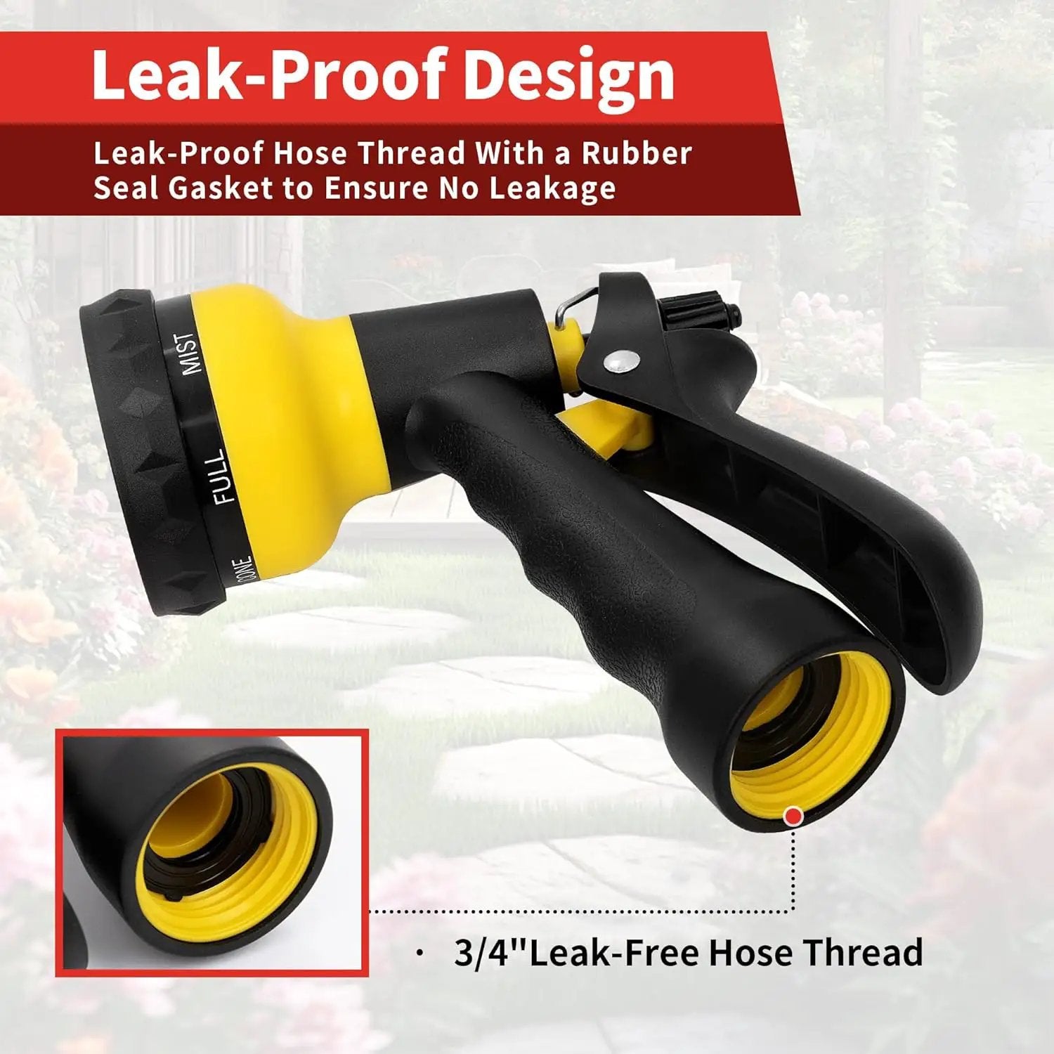 NEXCOVER Garden Hose Nozzle Sprayer - 7 Adjustable Watering Patterns Nozzle for Water Hose, Non-Slip Garden Spray Nozzle for Car Washing, Watering Plants, Pets Showering, Lawns Cleaning, Yellow by GreenHaven Gardens