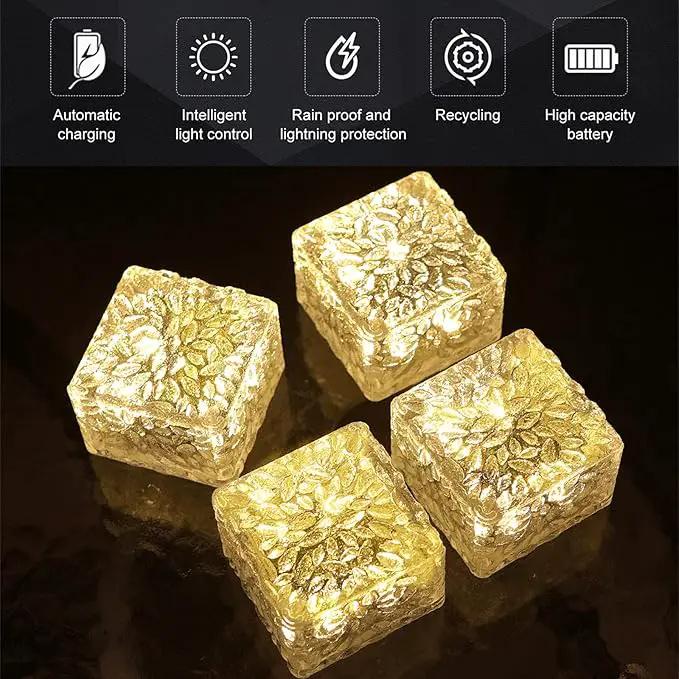 Solar Brick Lights - Outdoor Waterproof Patio Decor, 2.8 * 2.8in Garden Lights for Outside 4 Packs, Patio, Yard, Walkway, Pathway by GreenHaven Gardens