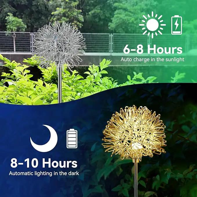 2 Pack Sunflower Garden Lights + 2 Pack Aluminum Ball Garden Lights by GreenHaven Gardens