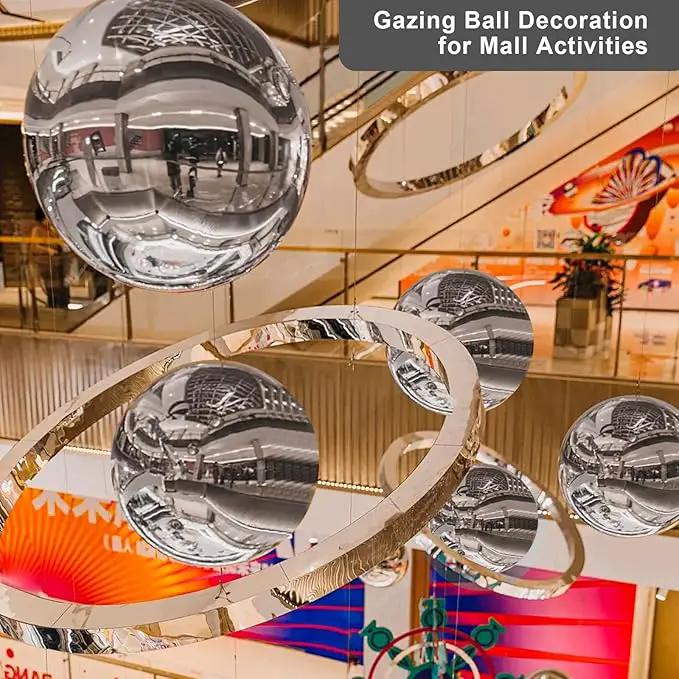 Nerien Gazing Ball, Stainless Steel Garden Mirror Globe, Polished Ornament Sphere, Hollow Floating Reflective Hemisphere, for Home Outdoor Pond Housewarming Swimming Pool Decoration, Silver, 10Pcs by GreenHaven Gardens