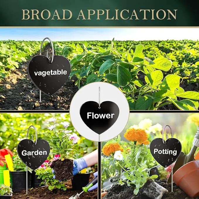 30-Pack Iron Metal Heart Shaped Garden Markers Weatherproof Metal Plant Labels Large Planting Seedling Stake Signs, for Seedlings Herbs Vegetable Greenhouse Gifts with White Marker Pen Labels by GreenHaven Gardens